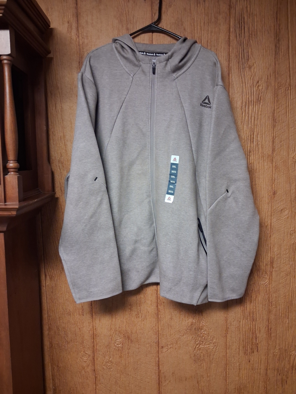 Reebok Men's Gray Hooded Full-Zip  Jacket